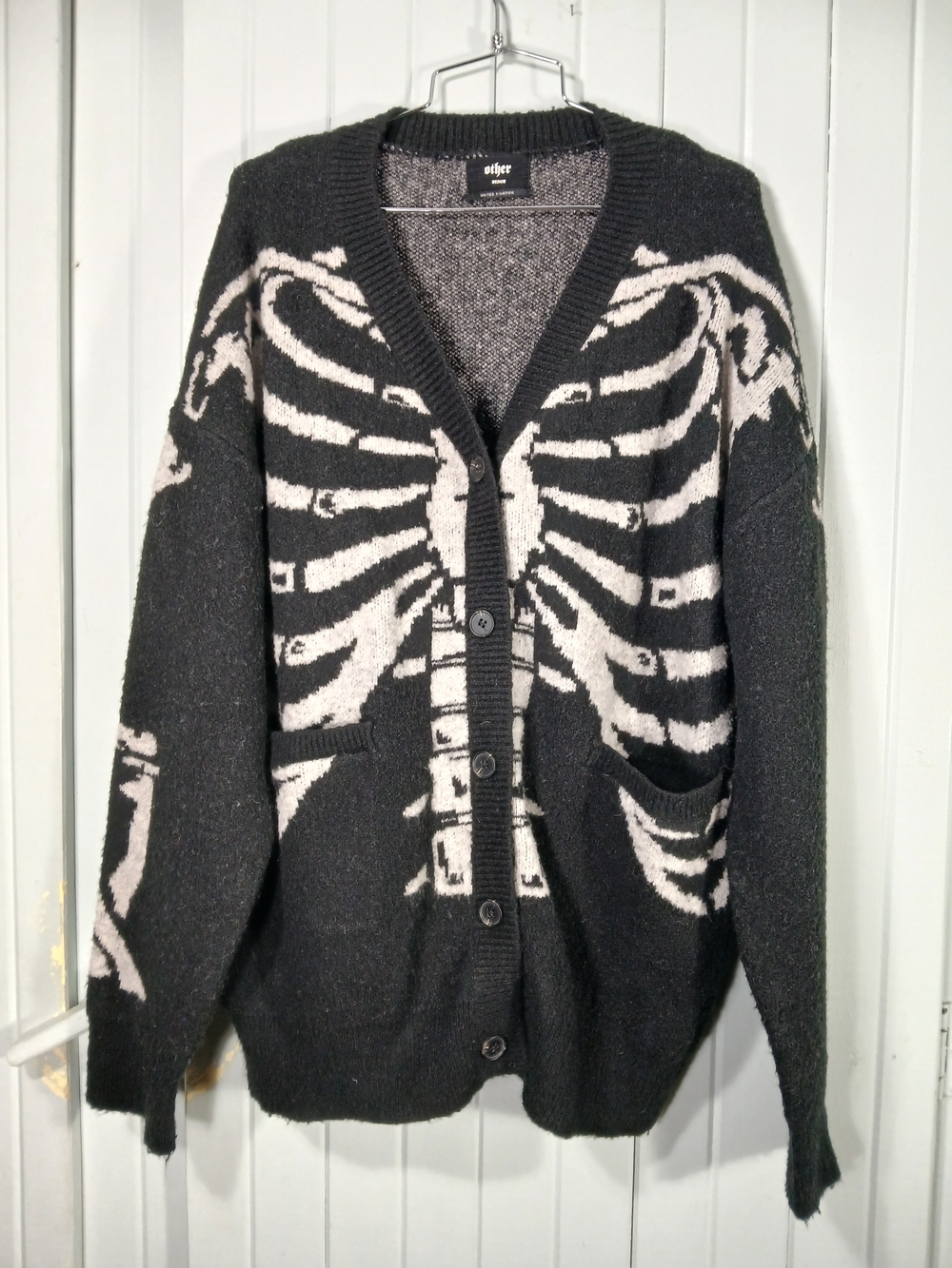 Other skeleton jacquard button-front cardigan sweater - Black/White